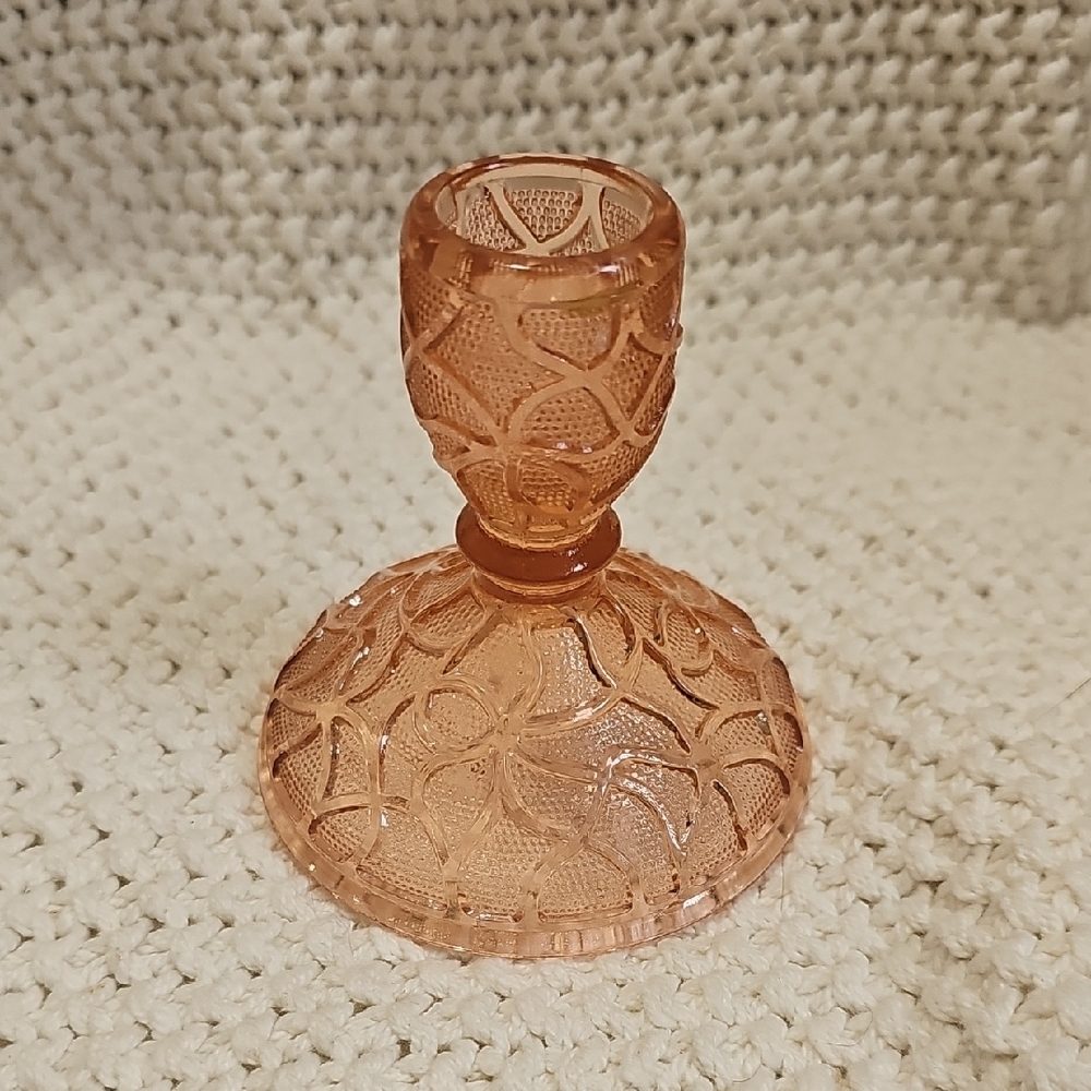 Vintage Depression Glass Pink Candle Holder
